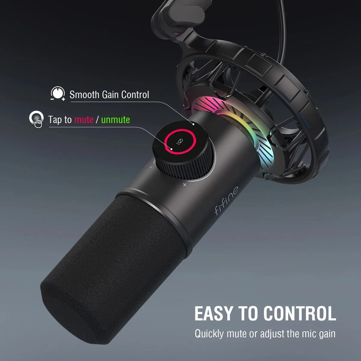 FIFINE K658 RGB Dynamic Cardioid USB Microphone - Image 3