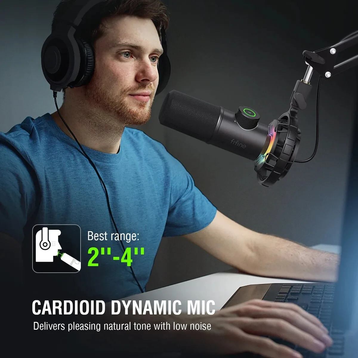 FIFINE K658 RGB Dynamic Cardioid USB Microphone - Image 5