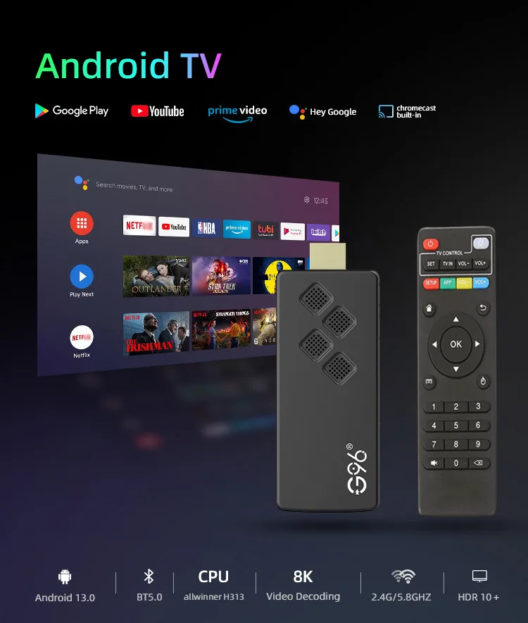 G96 8K Android 13 TV Stick | Global Version | 2GB RAM + 16GB ROM | HDMI - Image 2