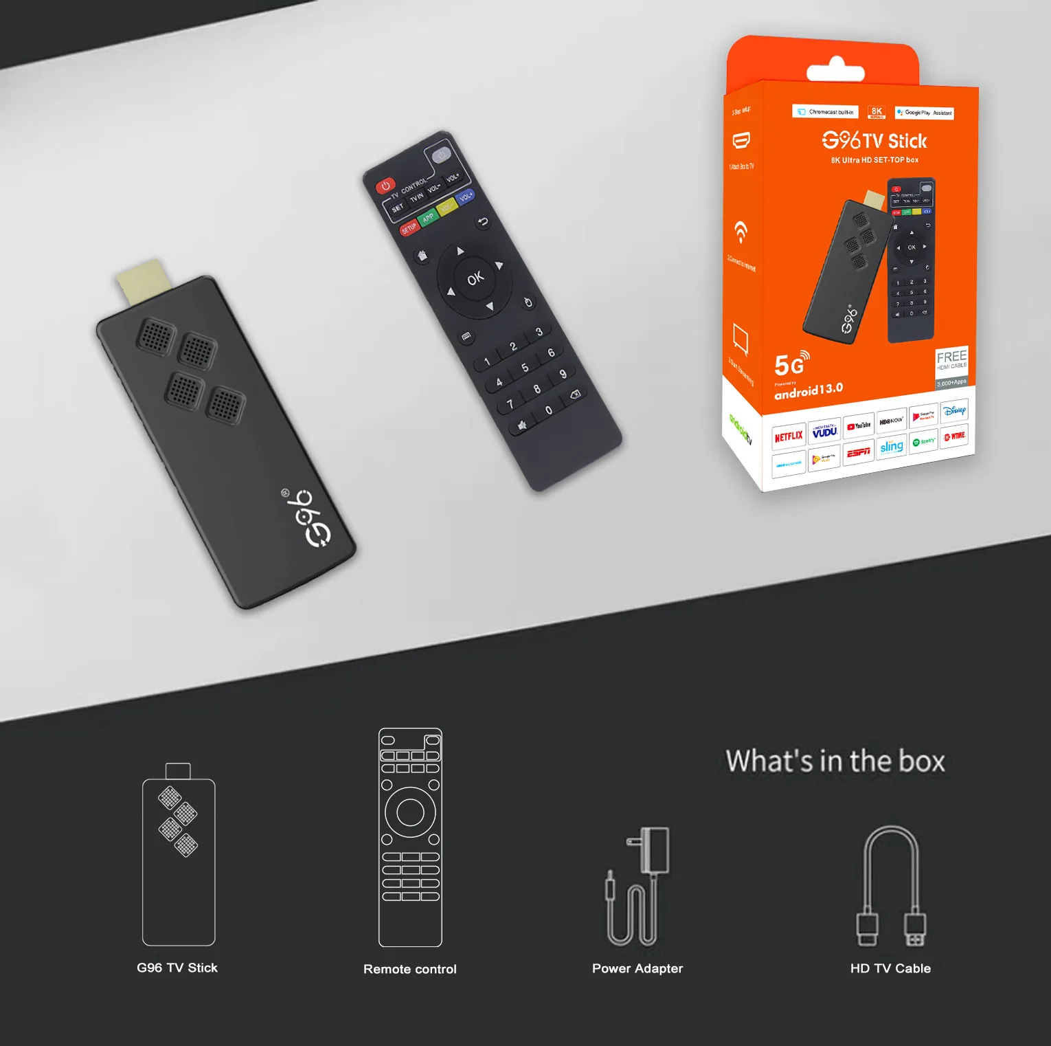 G96 8K Android 13 TV Stick | Global Version | 2GB RAM + 16GB ROM | HDMI - Image 6